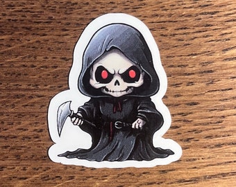Small Death Grim Reaper Cartoon Vinyl Book Sticker| Smut Reader | Gift for Reader | Bookish Sticker | Book Reader | Kindle Sticker