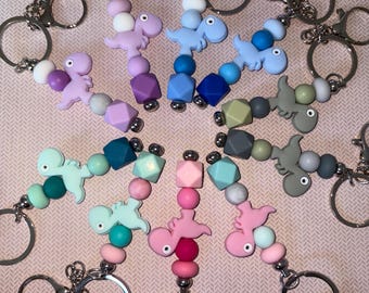 Cute Dinosaurs Silicone Keychain | Bookish | Keys | Accessory | Smut | Gift under 20 | Reader | Kindle | Romance | Handmade | Kids