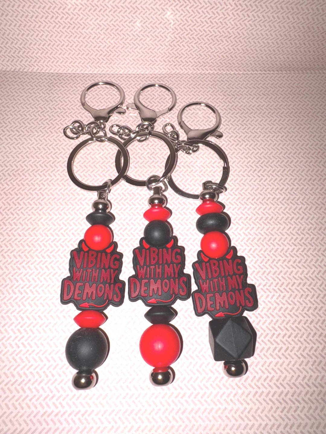 3D Devil Keychain: Spooky Goth Silicone Bead Keyring - Etsy