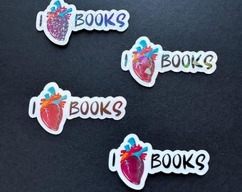 I Heart Books Vinyl Book Stickers | Bookish sticker | Smut Reader | Gift for Reader | Books | Book Reader | Kindle Sticker | Romance
