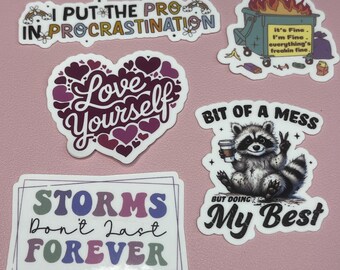 Mental Health Mixed Vinyl Book Sticker | Kindle|Coffee |Smut Reader | Gift |Journaling  | Kobo | Motivational | Funny | Journal