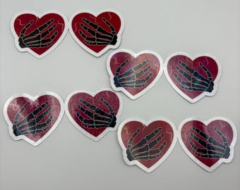 Skeleton Hands Heart Grab Vinyl Sticker | Naughty Smutty Sticker | Spicy Romance Reader Gift | Dark Humor Bookish Sticker | Boobies Naughty