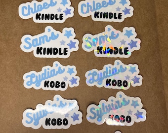 Your name Kindle Vinyl Book Sticker| Smut Reader | Gift Reader | Bookish Sticker | Kobo Sticker| Kindle Sticker | Broken Glass | Blue Stars