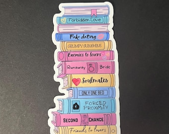 Romance Tropes  Vinyl Book Stickers | Smut Reader | Gift for Reader | Bookish Sticker | Book Reader | Kindle Sticker | Holographic | Kobo