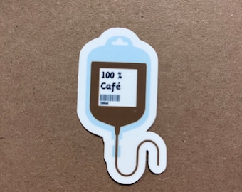 100% IV café Vinilo Pegatina / Pegatina de enfermera / Pegatinas de enfermería / pegatinas de estudiantes de enfermería / RN / LPA / Pegatinas de ciencias de la salud
