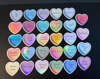 Small Romance book trope hearts Vinyl Book Stickers | Smut Reader | Gift for Reader | Bookish Sticker | Kindle Sticker | Sticker | Romance