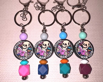 Spooky Book Club Keychain: Silicone Bead Book Lover Accessory