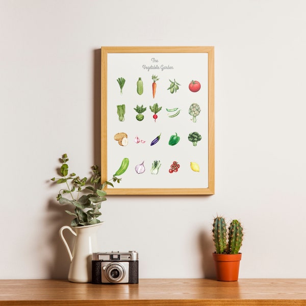 Vegetable Wall Art Print, Colorful Kitchen Wall Art, Botanical Art Print, Vegetable Poster Vegetable Garden Art, Housewarming Gift