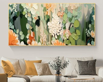 Original Abstract Colorful Flower Oil Painting On Canvas, Blossom Painting, Color Floral Painting, Large Wall Art, Living Room Wall Decor