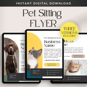 Pet Sitting Flyers (3 Versions Included) | Flyers for Pet Service Providers | Digital Canva Templates | Dog Walker, Pet Sitter, Pet Groomer