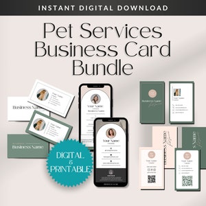 Business Card (Digital and Printable) | Vertical and Horizontal Business Card Canva Templates for Dog Walkers, Pet Sitters, and Pet Groomers