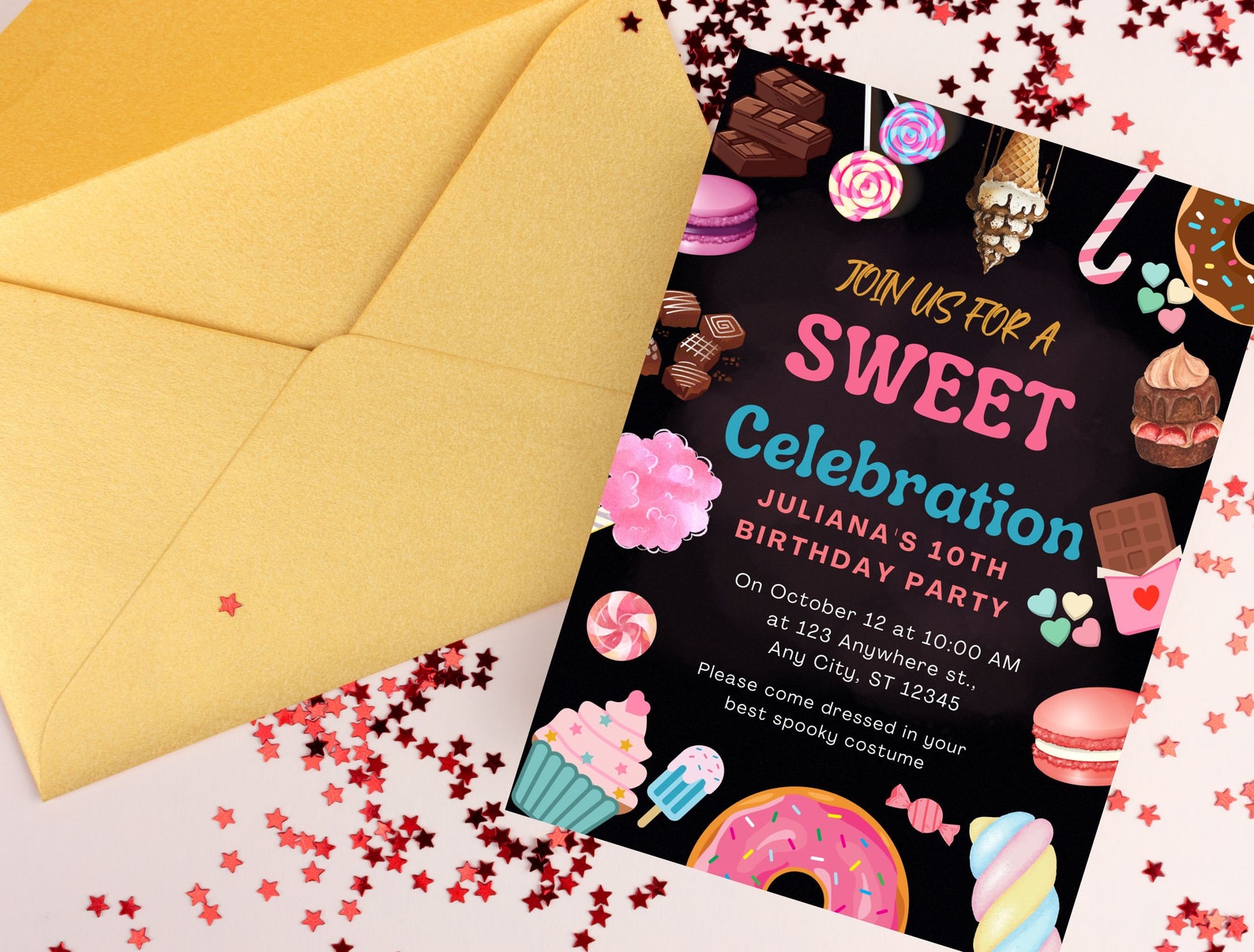 Editable Sweets Birthday Invitation Template, Candy Party (digital ...