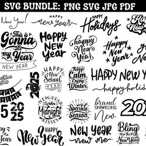 New Year 2025 SVG | Happy New Year SVG | New Year&#39;s Eve SVG | New Year Party T shirt Design | Cheers 2024 Svg | New Year Sublimation Clipart