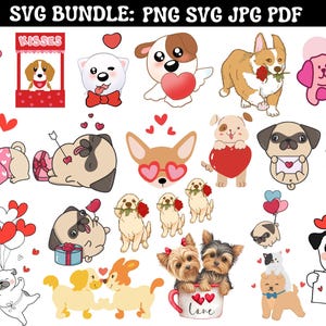 Valentines Dog Png Bundle, Dog Owner Valentines Gift, Dog valentines Shirt Design, Valentines day png, Dog Lover Png, Instant Download