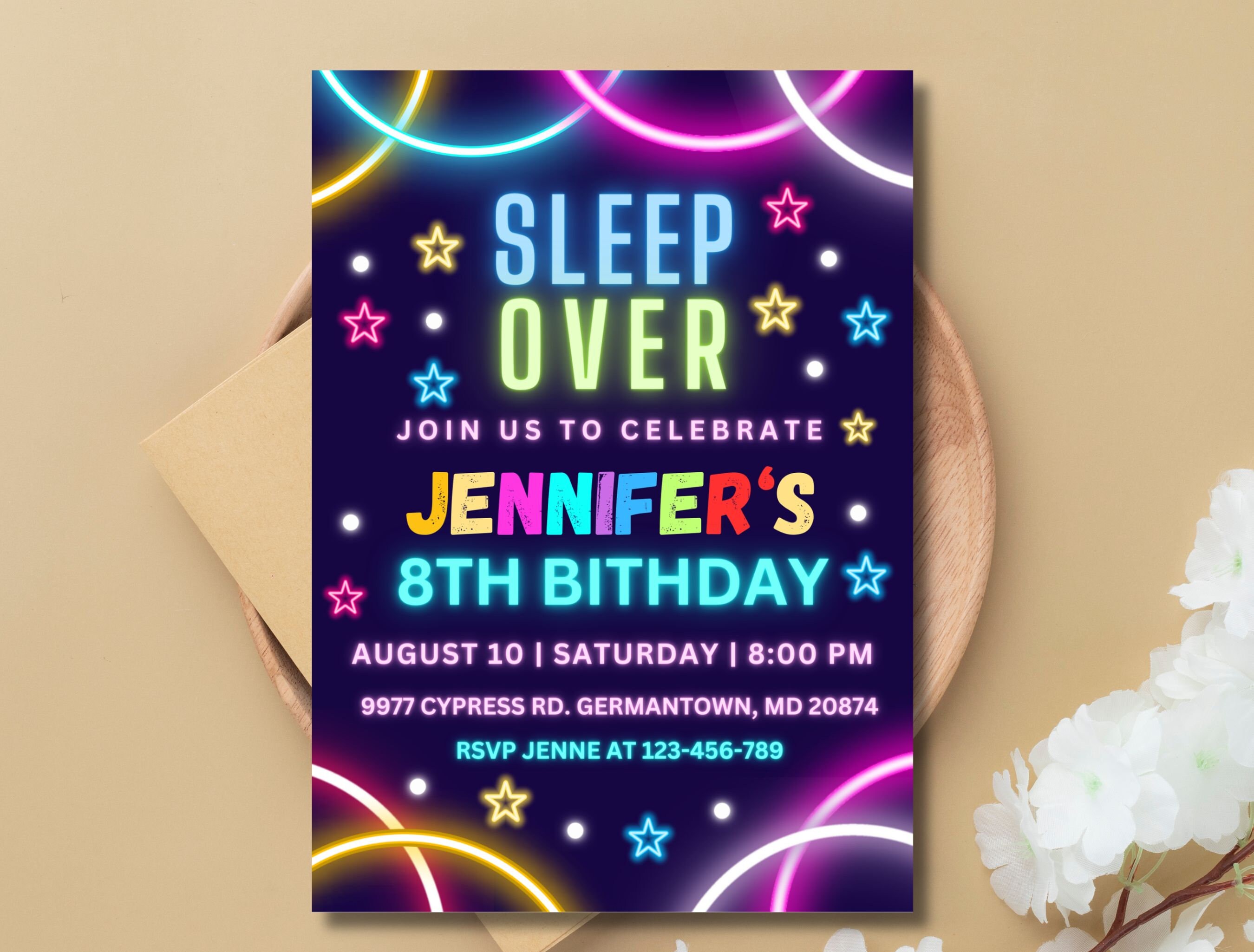 Editable Slumber Party Birthday Invitation Sleepover Birthday Invite ...
