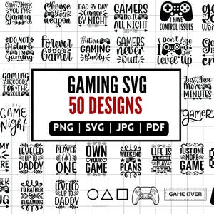 ゲーム SVG バンドル / 面白いゲーマー SVG / カット ファイル / Cricut / クリップ アート / 商用利用 / ビデオゲーム SVG / ゲーマーの名言
