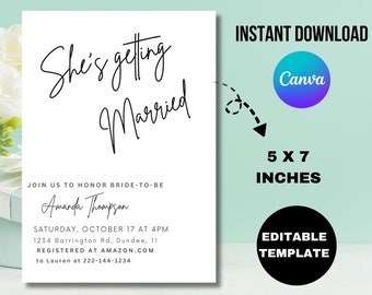 Invitación minimalista para despedida de soltera, plantilla elegante y moderna (descarga digital)