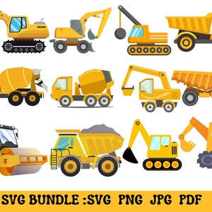 Pacote SVG de construção, Aniversário svg, construção svg, Escavadeira svg, Fonte de construção, Dump Truck Svg, arquivos para Cricut, Silhouette