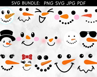 Snowman Faces Svg Snowman Svg Snowman Clipart Christmas Svg Snowman Cut File Snowman Cricut Christmas Cut File Cricut Printable Snowman PNG