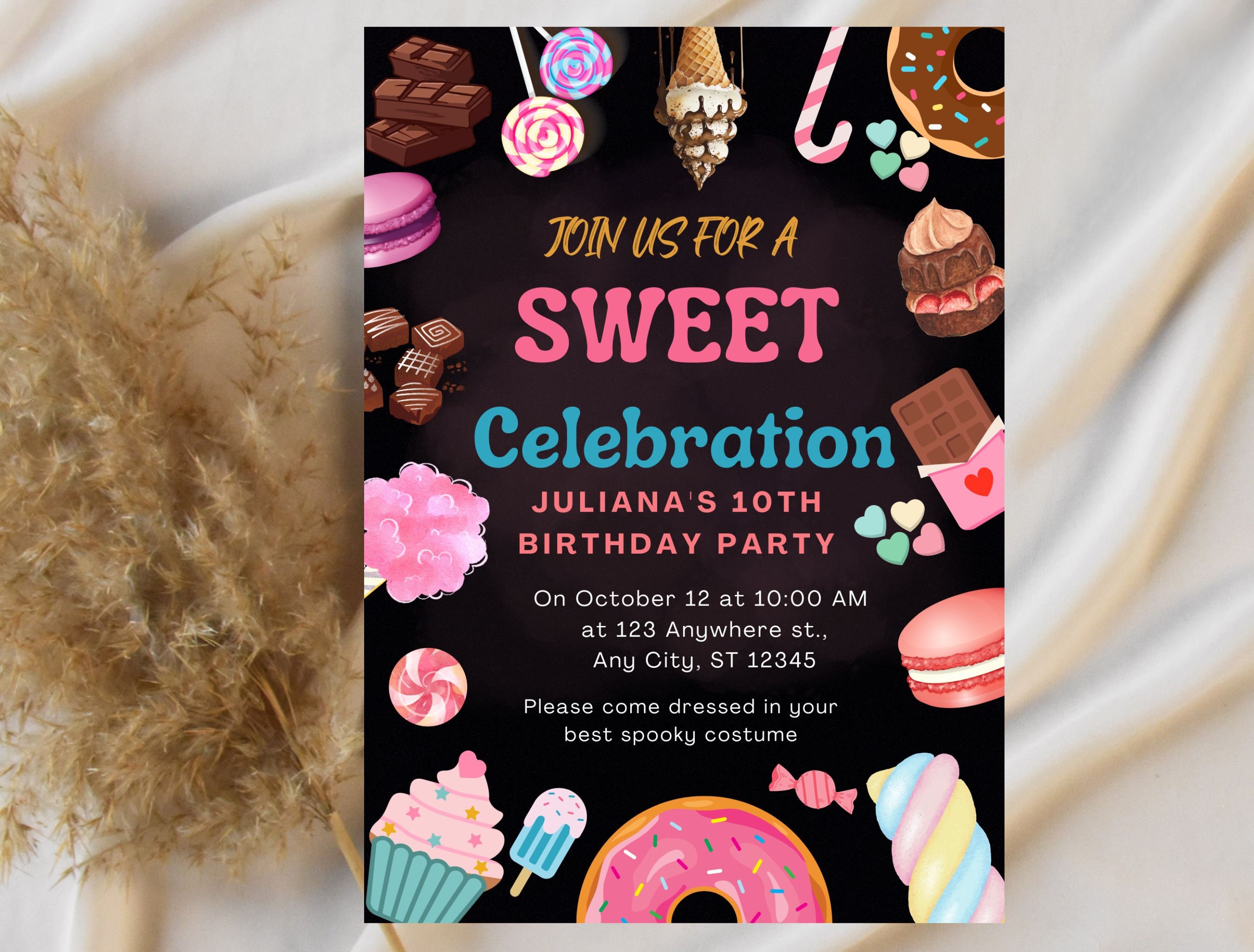 Editable Sweets Birthday Invitation Template, Candy Party (digital ...
