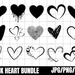 Heart Svg Bundle, Heart Doodle Svg, Hand Drawn Heart Svg, Heart Clipart, Valentine Day Heart Svg, Instant Download, Love Svg, Love Clipart