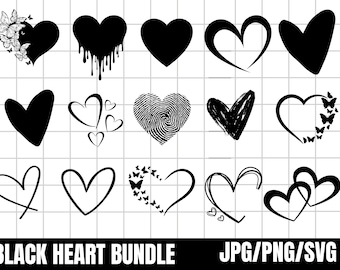 Heart Doodle SVG Bundle, Hand Drawn Clipart (Instant Download)