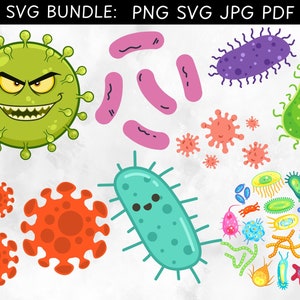 Lustiges Virus und Bakterien Charakter SVG Illustration Bundle (Digitale Dateien)
