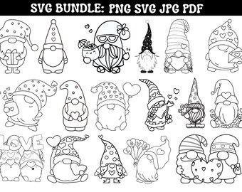 Three Gnomes Holding Hearts SVG, Valentine's Day Svg, Valentine Svg ...