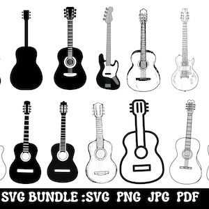Gitaar SVG-bundel, Guitar Note Svg, gitaar clipart, muziek svg, elektrische gitaar svg, akoestische gitaar svg, muziekliefhebbers, shirt voor muzikanten