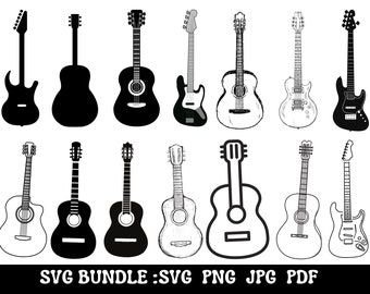 Pacote de imagens SVG de guitarra, clipart musical para músicos (download digital)