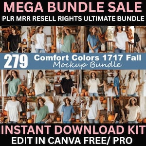 Halloween T-Shirt Mockup Bundle: Comfort Colors 1717, Fall & Spooky Designs