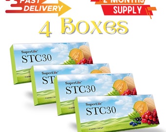 4 Boxen (60 Beutel) Superlife STC30 Ergänzung, Stammzellen Aktivator, Vitamine für Männer und Frauen 2 Monatspackung