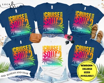 Custom cruise squad shirts, Personalized cruise shirts with names, Matching family vacation tshirts, Making memories group trip tshirt