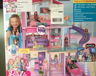 Barbie 360 Dreamhouse Doll House Playset 70+ Accessories Transforming Furniture New