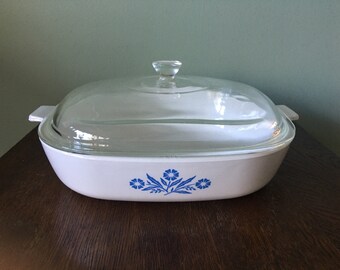 Vintage Corning Ware Blue Cornflower 10 Inch Casserole Dish P-10-B With Lid