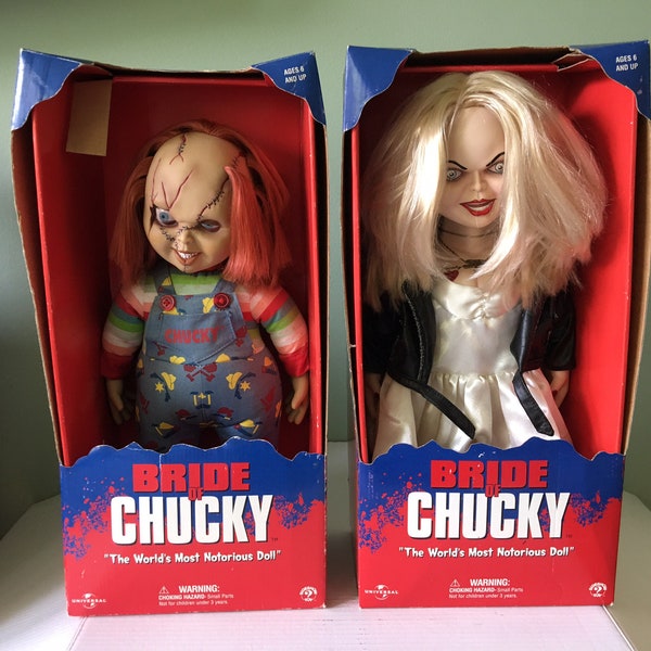 2 New Sideshow Toys Bride Of Chucky 16" Dolls Chucky & Tiffany