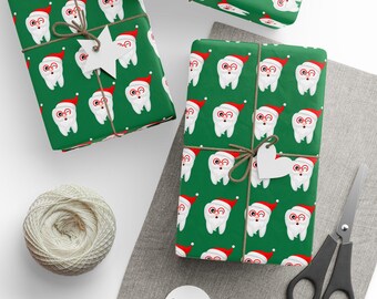 Dental Christmas Tooth Wrapping Paper - Dental Christmas Holiday Giftwrap Tooth Nerd Co