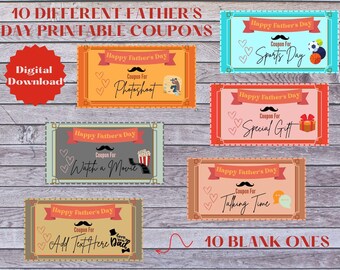 Editable Father's Day, Editable Canva Template, Gift for Dad, Printable Tickets, Father’s Day Present, Dad Tickets Template, Birthday Gift