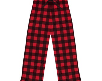 Pyjamahose im Büffelkaromuster | Rot-schwarze Loungewear, gemütliche Nachtwäsche