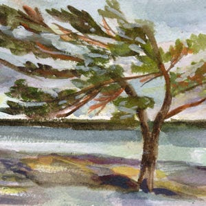 Carte de voeux aquarelle, oeuvre d'art originale peinte à la main