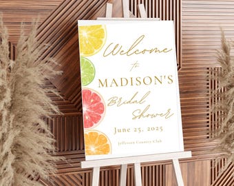 Citrus Theme Welcome Sign DOWNLOADABLE CUSTOMIZABLE TEMPLATE Bridal Shower, Baby Shower