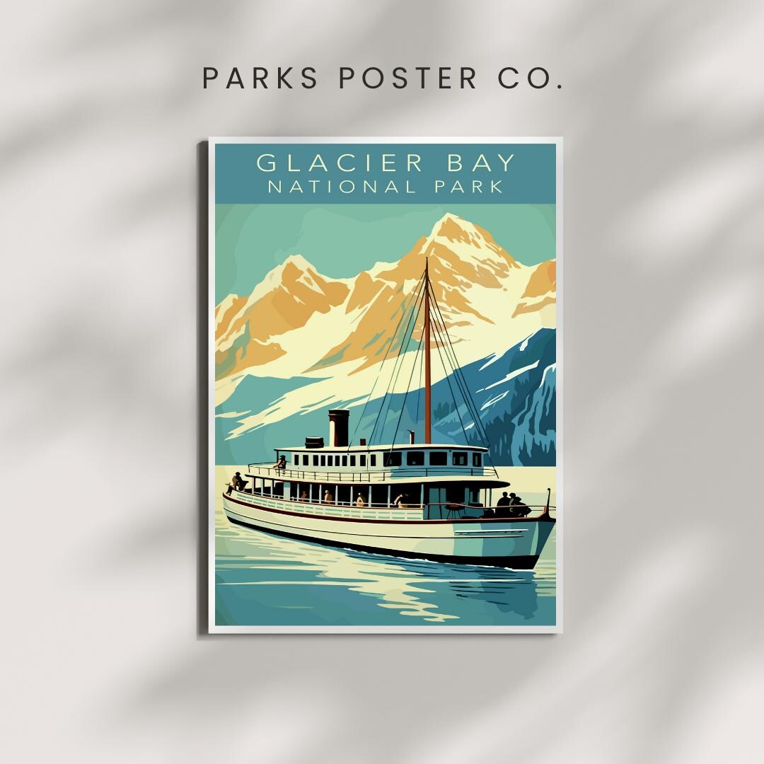 Glacier Bay National Park Vintage Travel Poster: Alaska Art Print ...