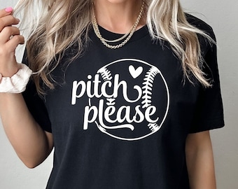 Pitch And Please Baseball Shirt, Cute Baseball T-Shirt, Baseball Fan Shirt, Sports Graphic Tees, Baseball Sister T-Shirt, Baseball Mom Shirt