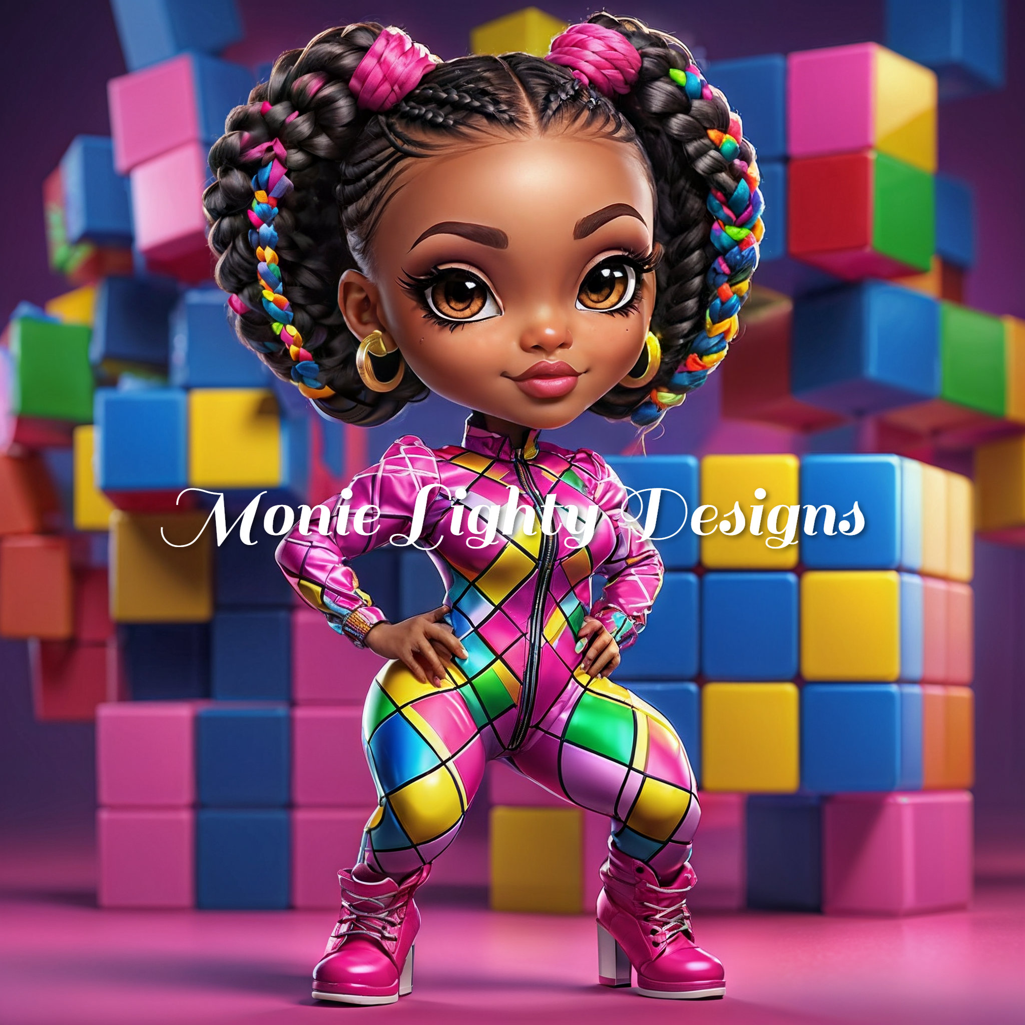 Chibi, Pink Cube, Blocks, Digital Prints, Digital Art, Digital Products ...