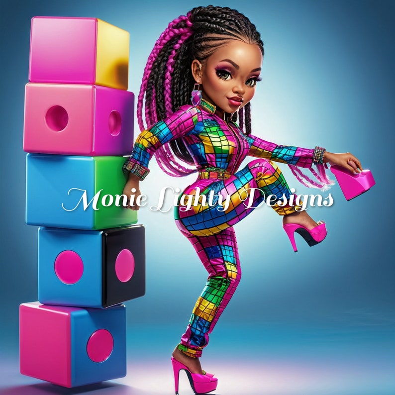 Chibi, Pink Cube, Blocks, Digital Prints, Digital Art, Digital Products ...