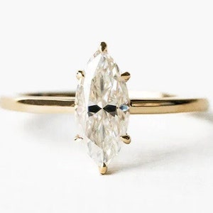 Vintage Marquise Moissanite Ring Anniversary Ring 14K Gold Wedding Ring Handmade Ring Art Deco Rings for Women
