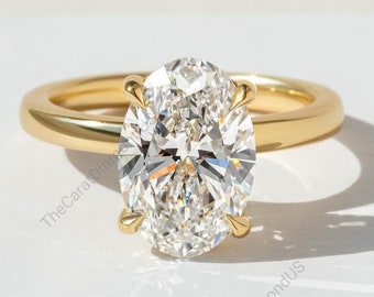 14K Solid Gold Oval Cut Moissanite Engagement Ring, Hidden Halo Wedding Ring,Promise Ring, Anniversary Ring for Women, Art Deco Ring