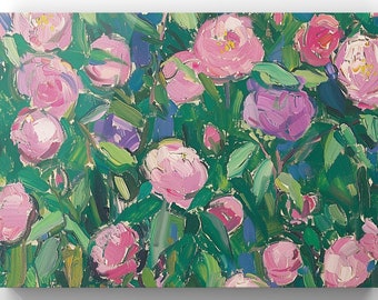 Vintage schilderij bloementuin: heldere pastelkleurige bloemenprint (digitale print)