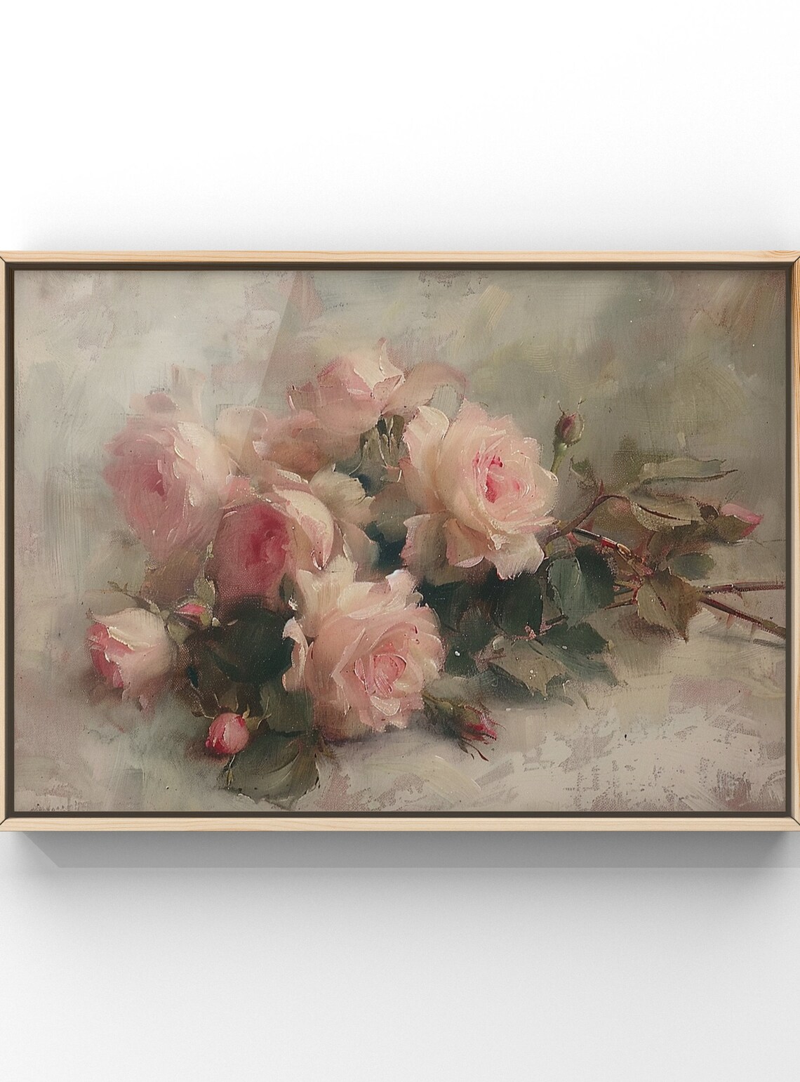 Antique Pink Roses Still Life Art Print: French Farmhouse Decor ...