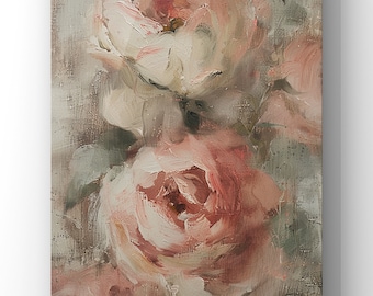 Vintage Rose Abstract Wall Art, Neutral Spring Vintage, Printable Wall Art Muted Pink Botanical, PRINTABLE Digital Downloadable Print